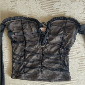 Forever 21 Black Sheer Ruched Off-Shoulder Camisole